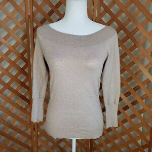Banana Republic Off Shoulder Natural Fiber Knit Light Tan Long Sleeve  XS